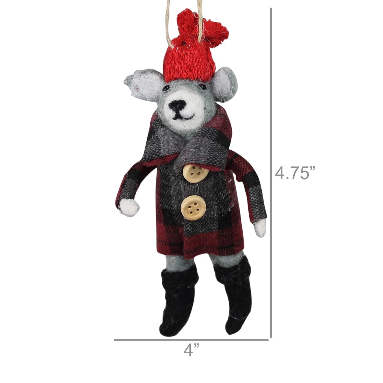 HomArt Dog with Plaid Jacket Hanging Ornament, 4.75-inch Height, Felt