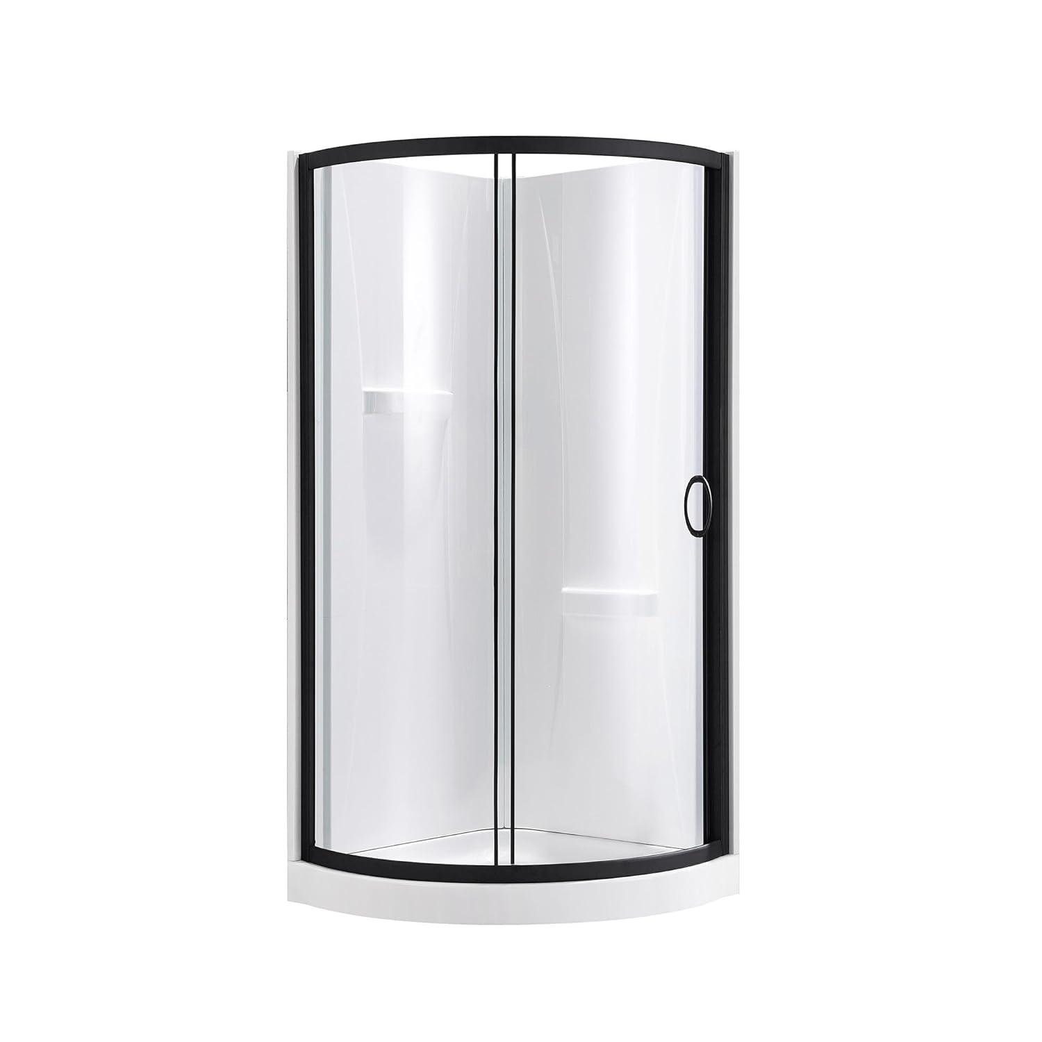 OVE Decors Breeze 33 in. Round Shower Kit w/ Clear, Base, Wall