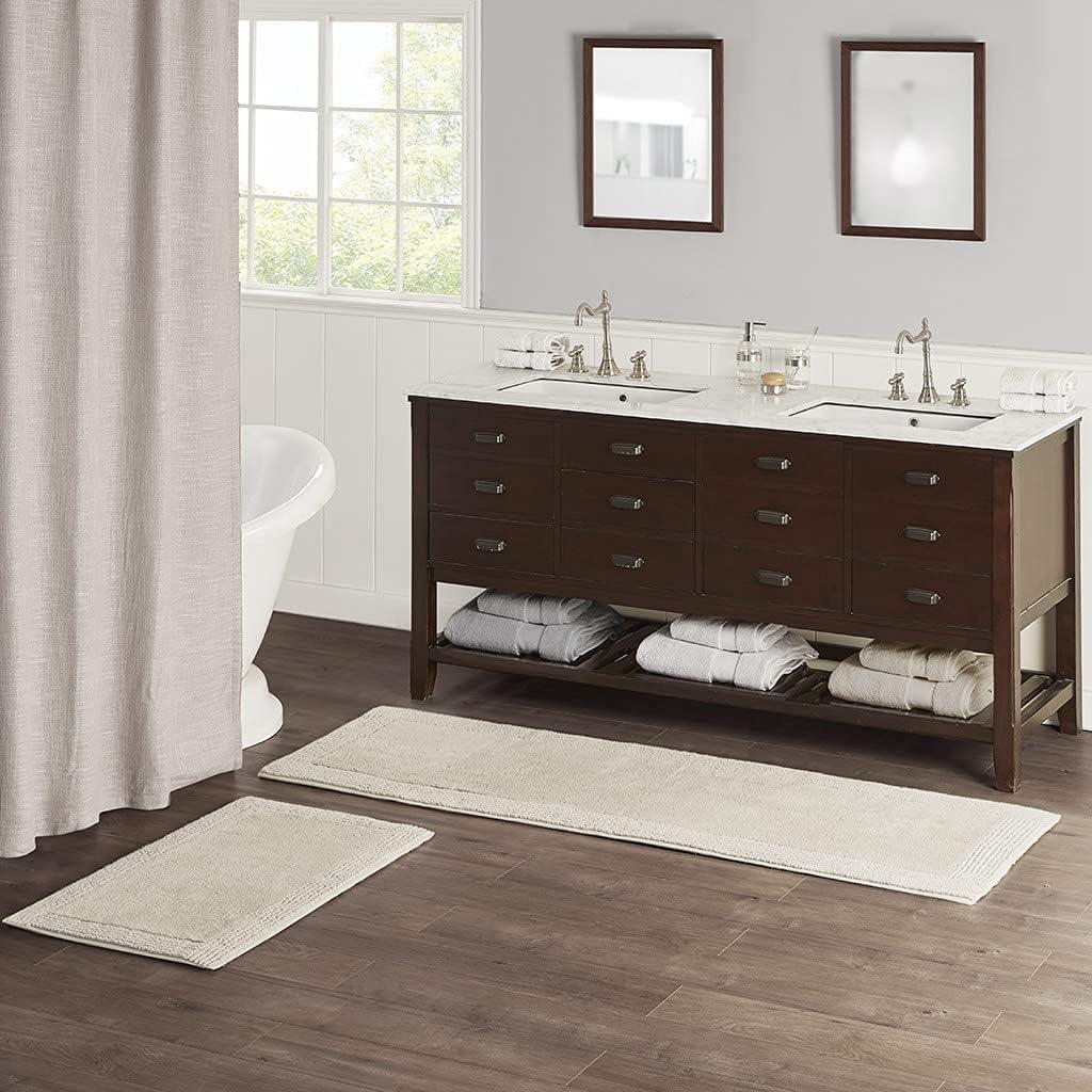 Madison Park 24"x72" Splendor Cotton Tufted Reversible Bath Rug Tan: Machine Washable, OEKO-TEX Certified