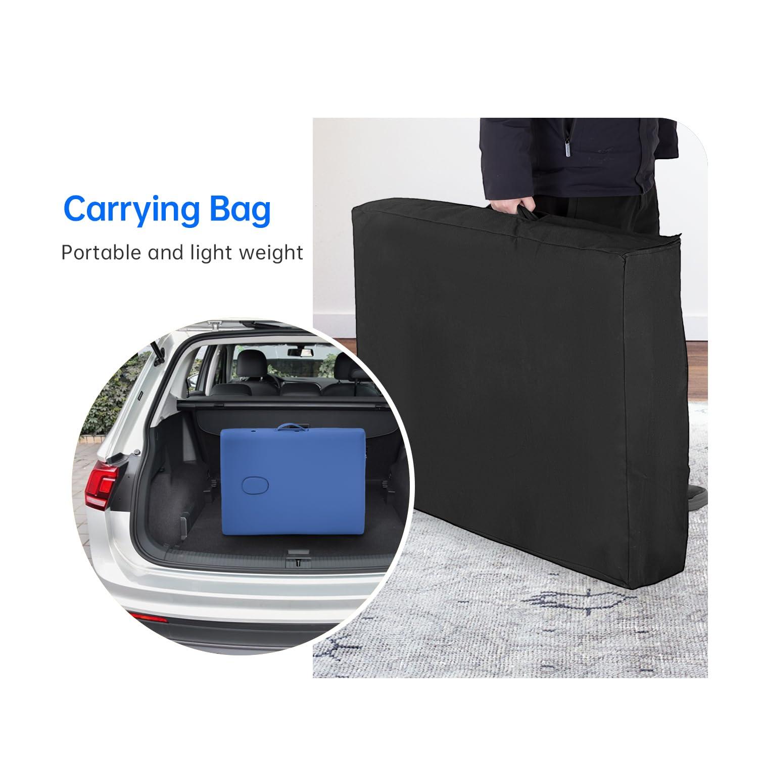 FDW Portable 84 Inches Long 28 Inchs Wide Hight Adjustable Table 2 Folding Massage Spa Facial Cradle Salon Bed W/Carry Case,Blue