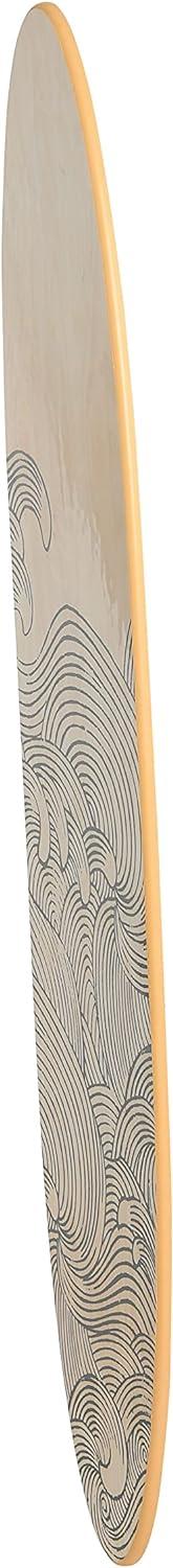 Storied Home Lacquered Wood Surfboard Wall Decor with Waves Hangs Vertical or Horizontal: Matte Finish, Abstract Pattern