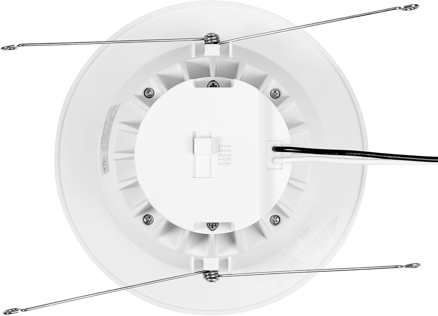 Maxxima 5 in. & 6 in. Retrofit Round Recessed Anti-Glare LED Downlight, 1300 Lumens, 5 CCT 2700K-5000K