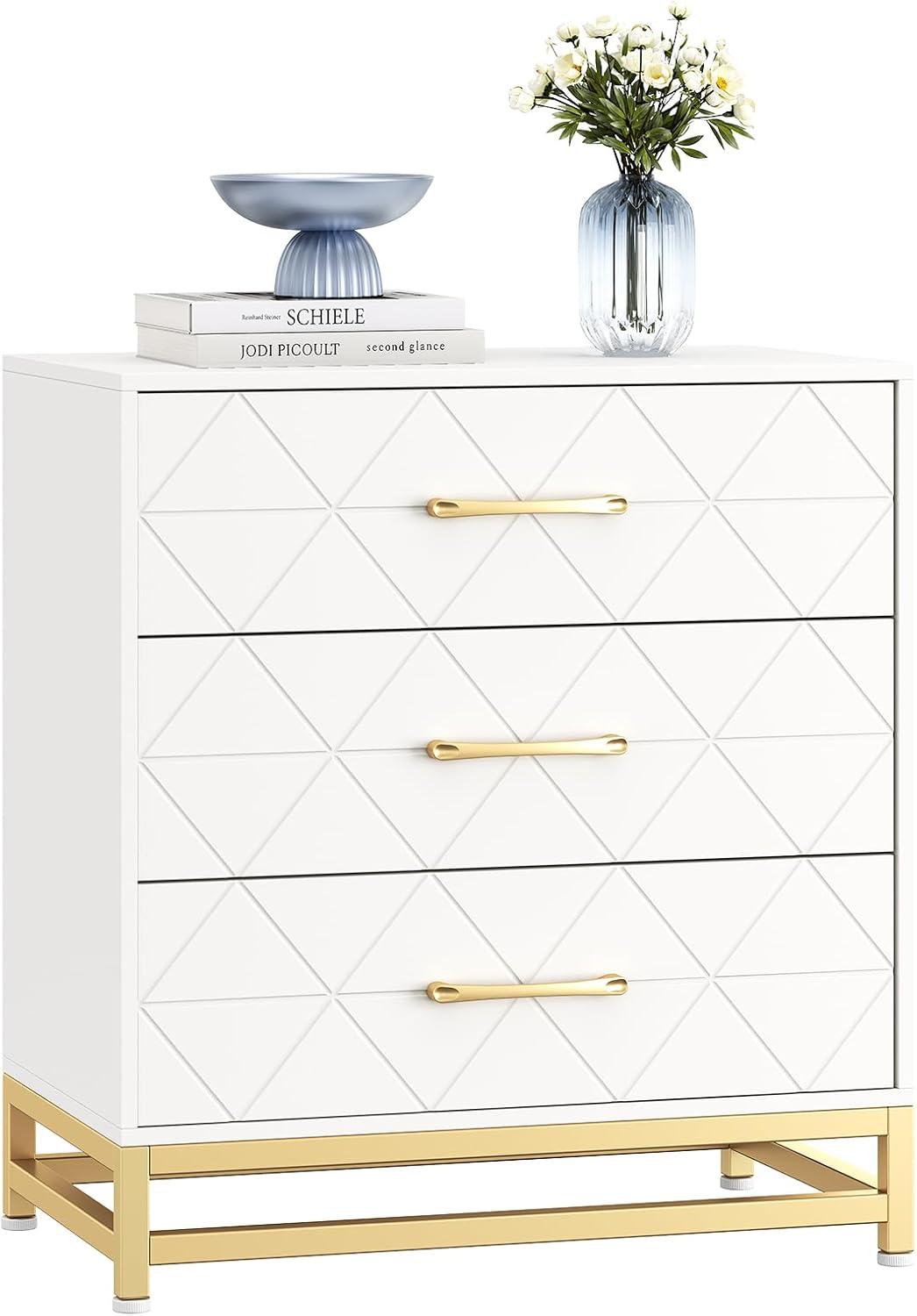 Garvee Dresser for Bedroom with 6 Drawer, Wood Dressers Chest of Drawers with Wide Drawers and Metal Handles for Living Room Hallway Entryway, White