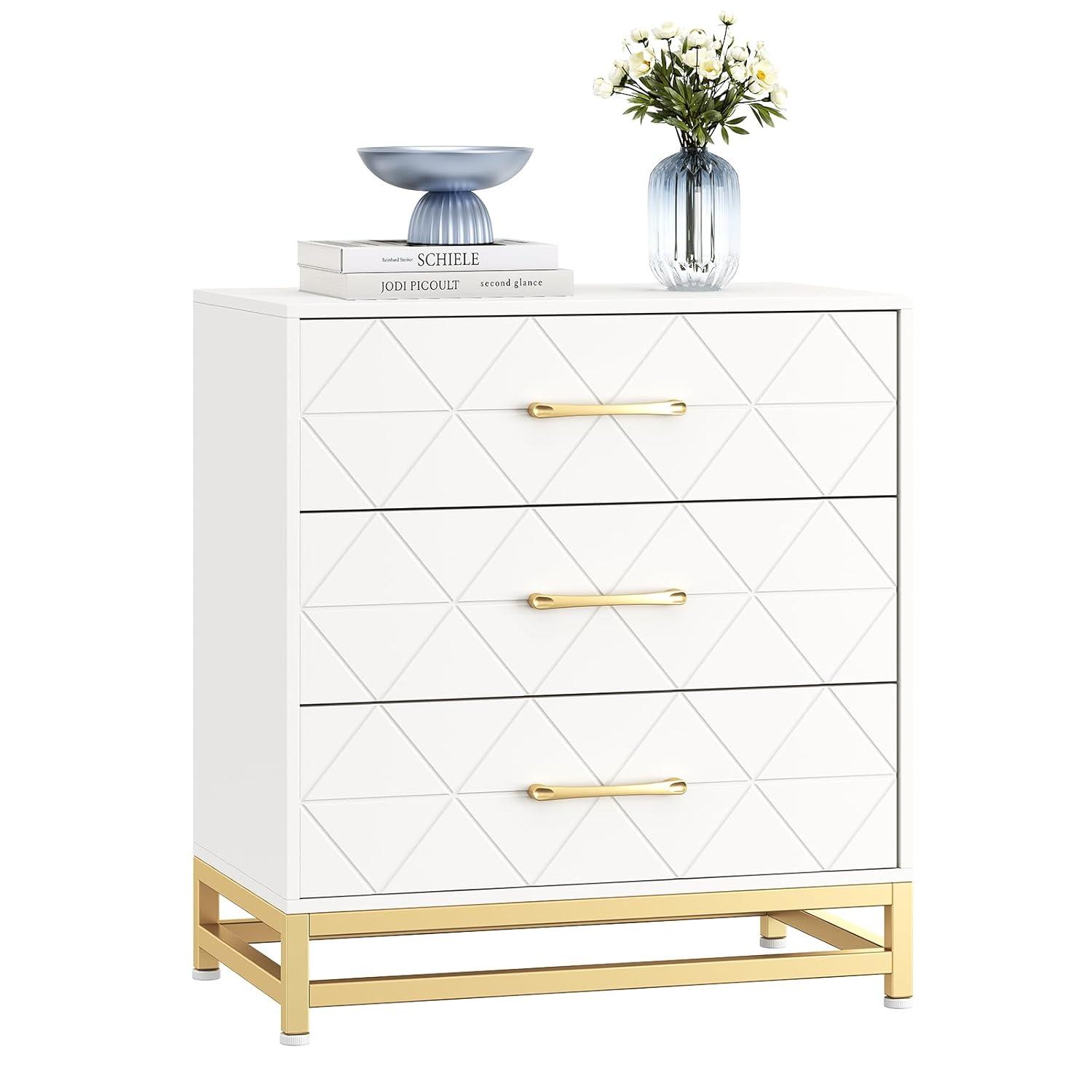 Garvee Dresser for Bedroom with 6 Drawer, Wood Dressers Chest of Drawers with Wide Drawers and Metal Handles for Living Room Hallway Entryway, White