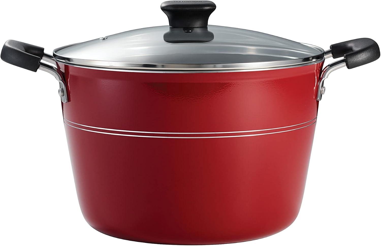 Raspberry 8 Qt Aluminum Nonstick Stock Pot with Glass Lid