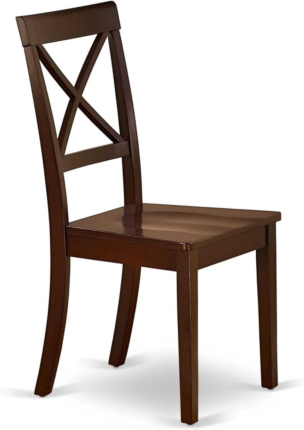 Traditional Mahogany Wood Cross Back Dining Chairs, Set of 2