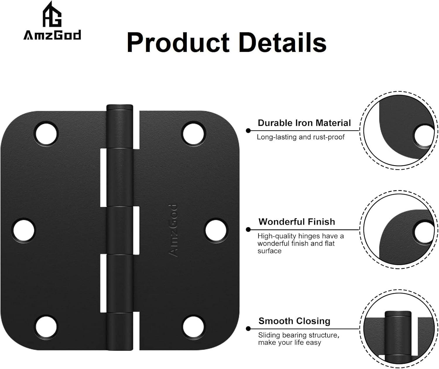 3.5" H × 3.5" W Butt/Ball Bearing Pair Door Hinges