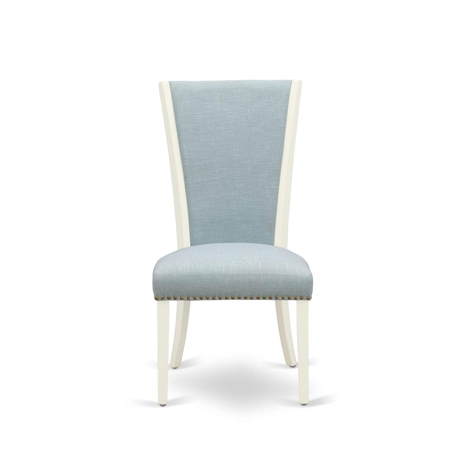 Verona Antique Walnut Wooden Frame Dining Chair with Black Linen Fabric Seat with Nail Head & Stylish Back - Set of 2