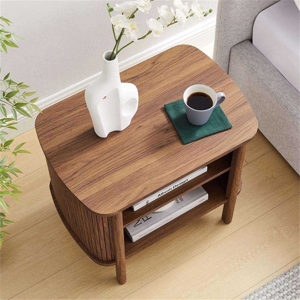 Cadence Walnut Fluted Open Shelf Nightstand