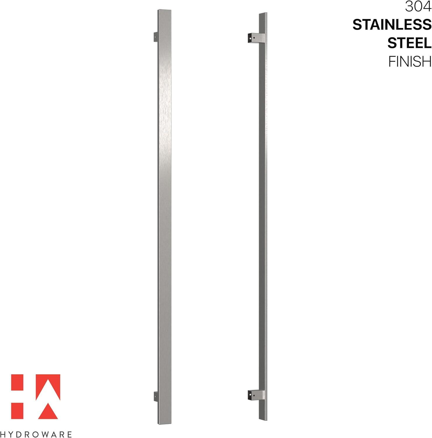 HYDROWARE Push/Pull Door Handle - Modern Contemporary Flat Long Stainless Steel Push Pull Door Handle for Home Entrance Glass Shower Wooden Barn & Office Store Shop Doors (Set of 2)