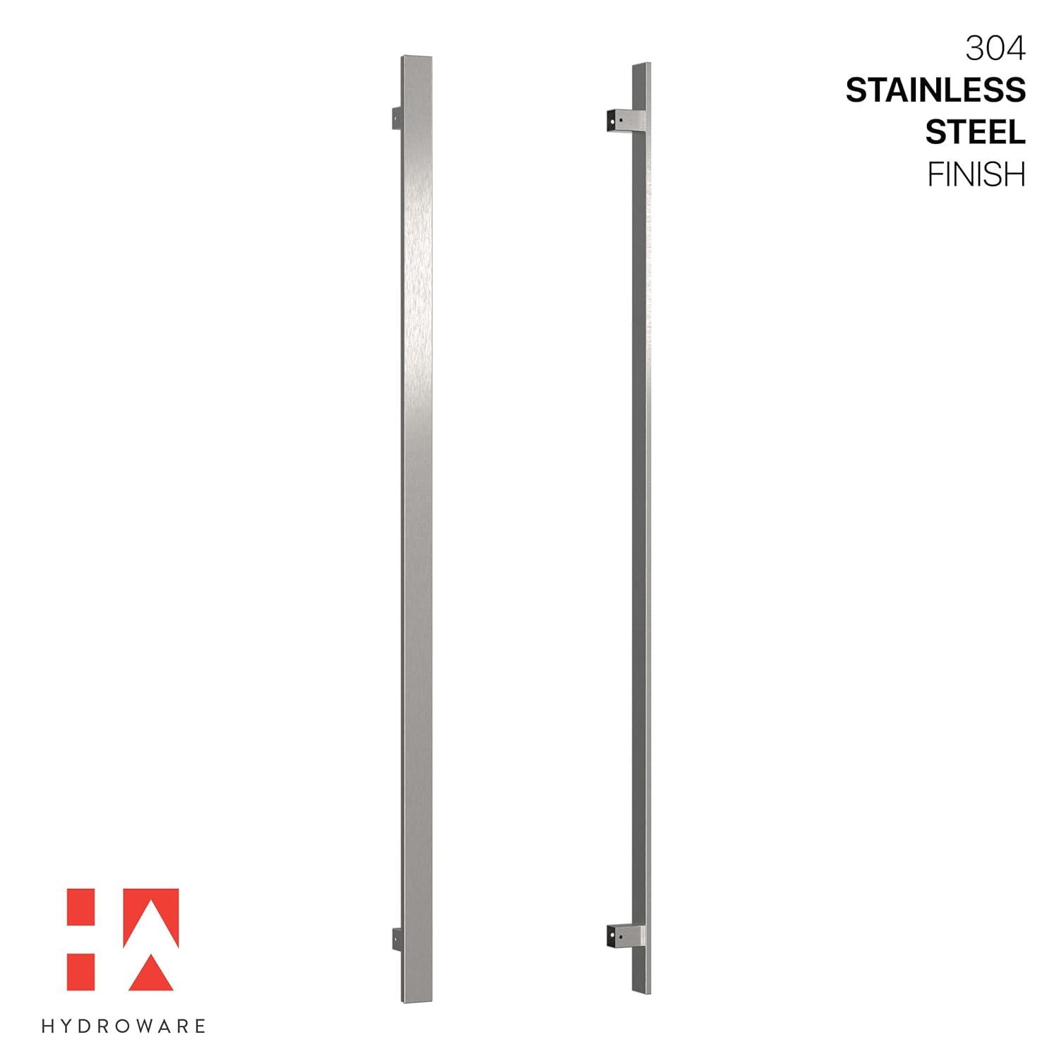 HYDROWARE Push/Pull Door Handle - Modern Contemporary Flat Long Stainless Steel Push Pull Door Handle for Home Entrance Glass Shower Wooden Barn & Office Store Shop Doors (Set of 2)