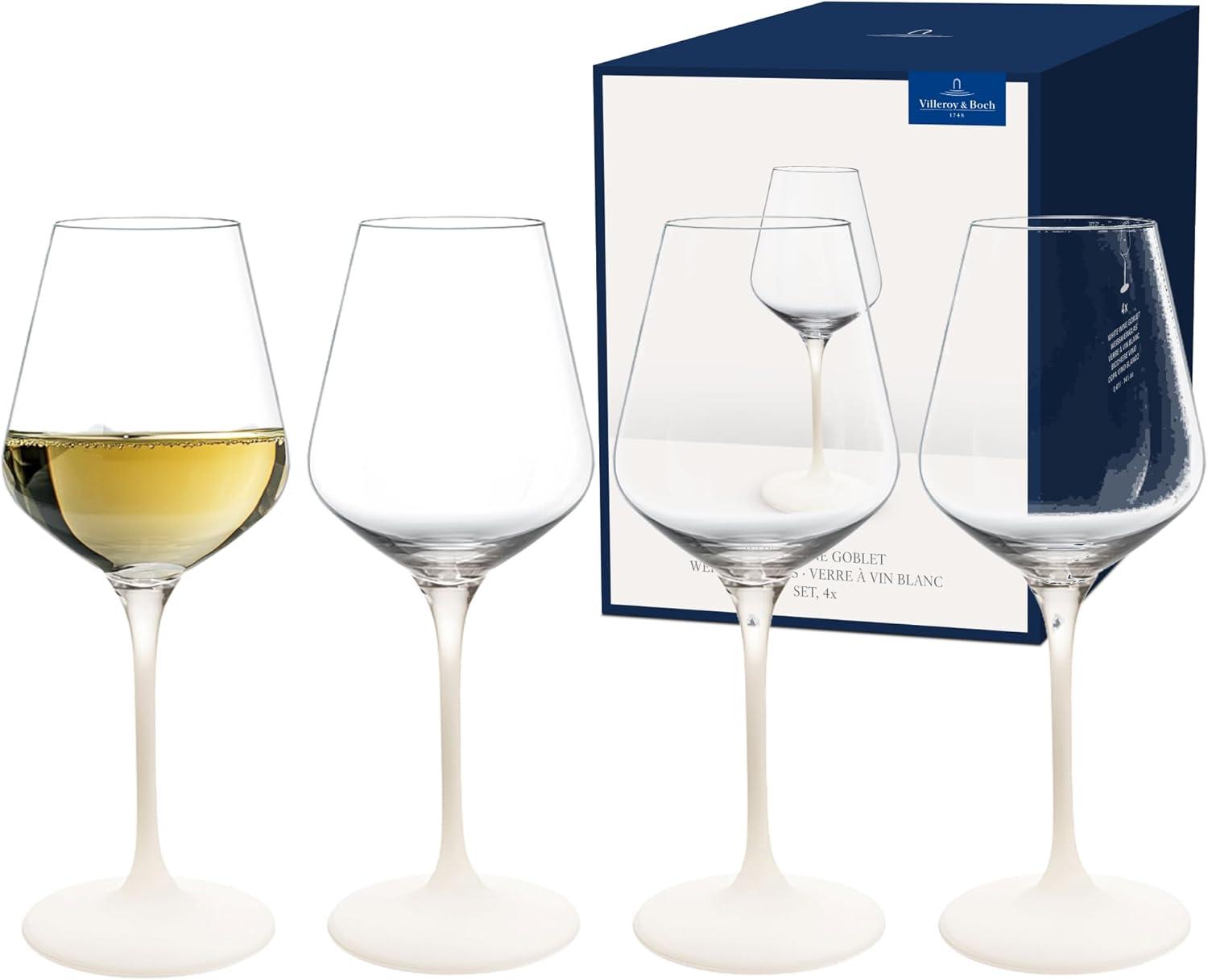 Manufacture Rock Blanc Matte White Crystal Wine Goblet Set, 4 pcs