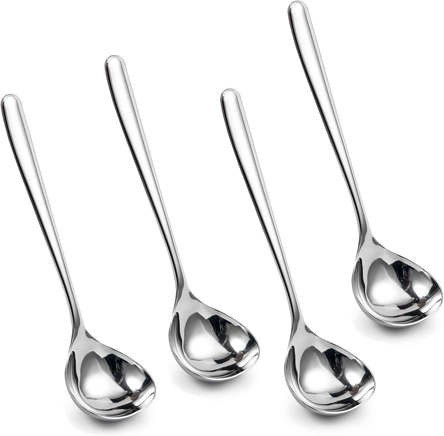 IMEEA 8-Inch Small Ladles for Serving Sauce SUS304 Stainless Steel Gravy Ladle Soup Spoon, Set of 4