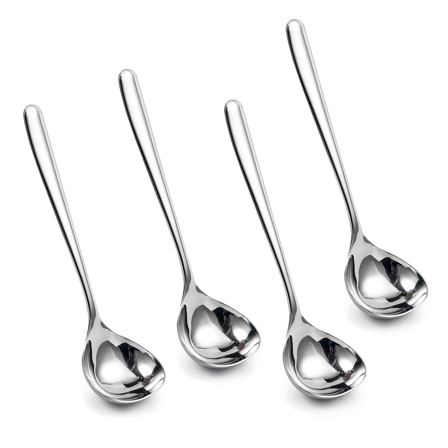 IMEEA 8-Inch Small Ladles for Serving Sauce SUS304 Stainless Steel Gravy Ladle Soup Spoon, Set of 4