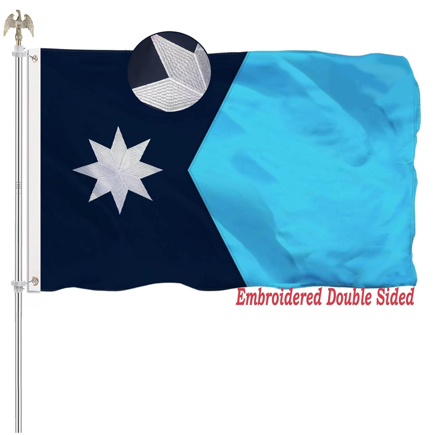 New Minnesota State Flag 3x5 Outdoor MN Flag 2 Rows Stitched Edge Canvas Header with 2 Brass Grommets