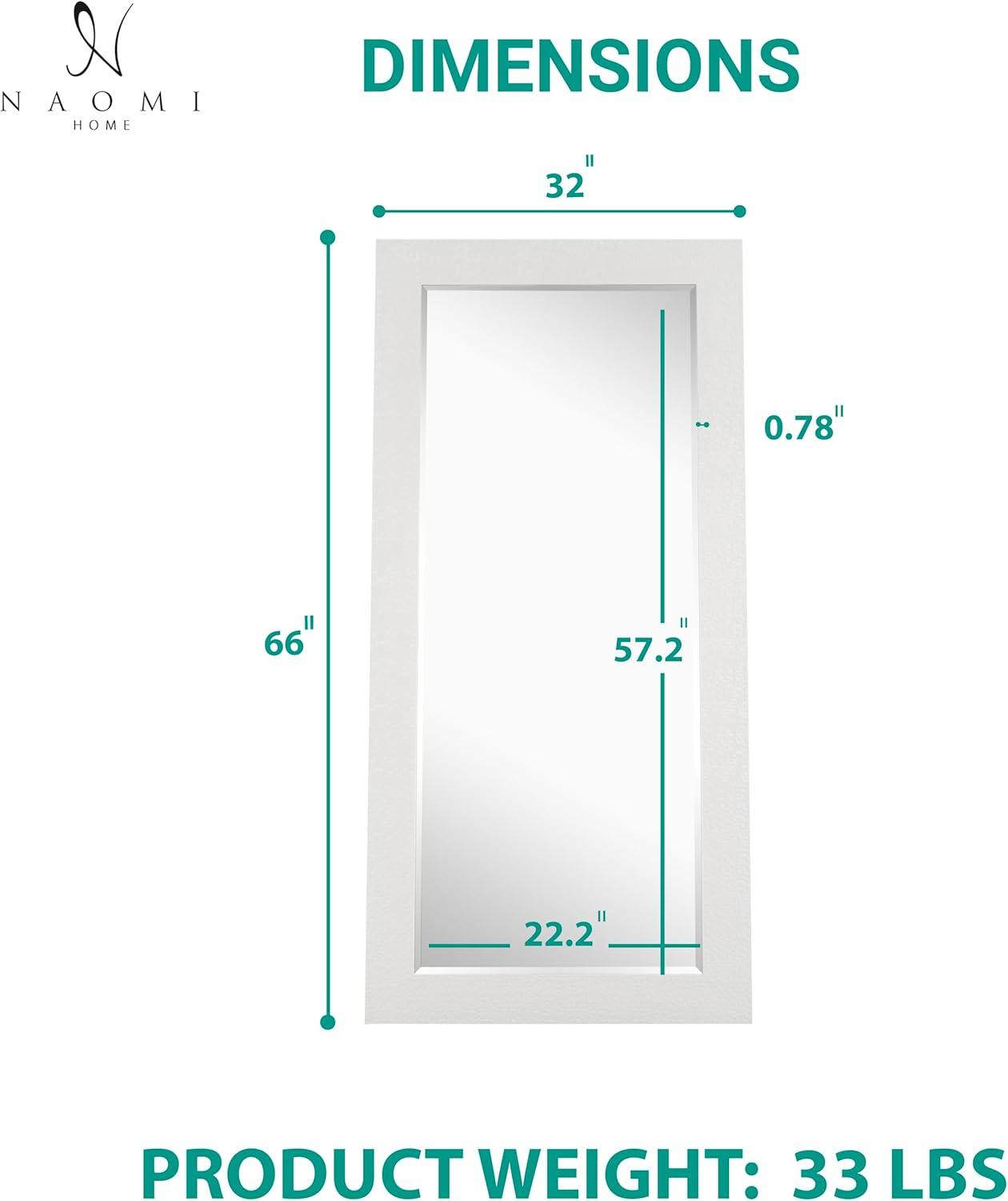 White Mosaic Full Length Rectangular Mirror with Faux Wood Frame