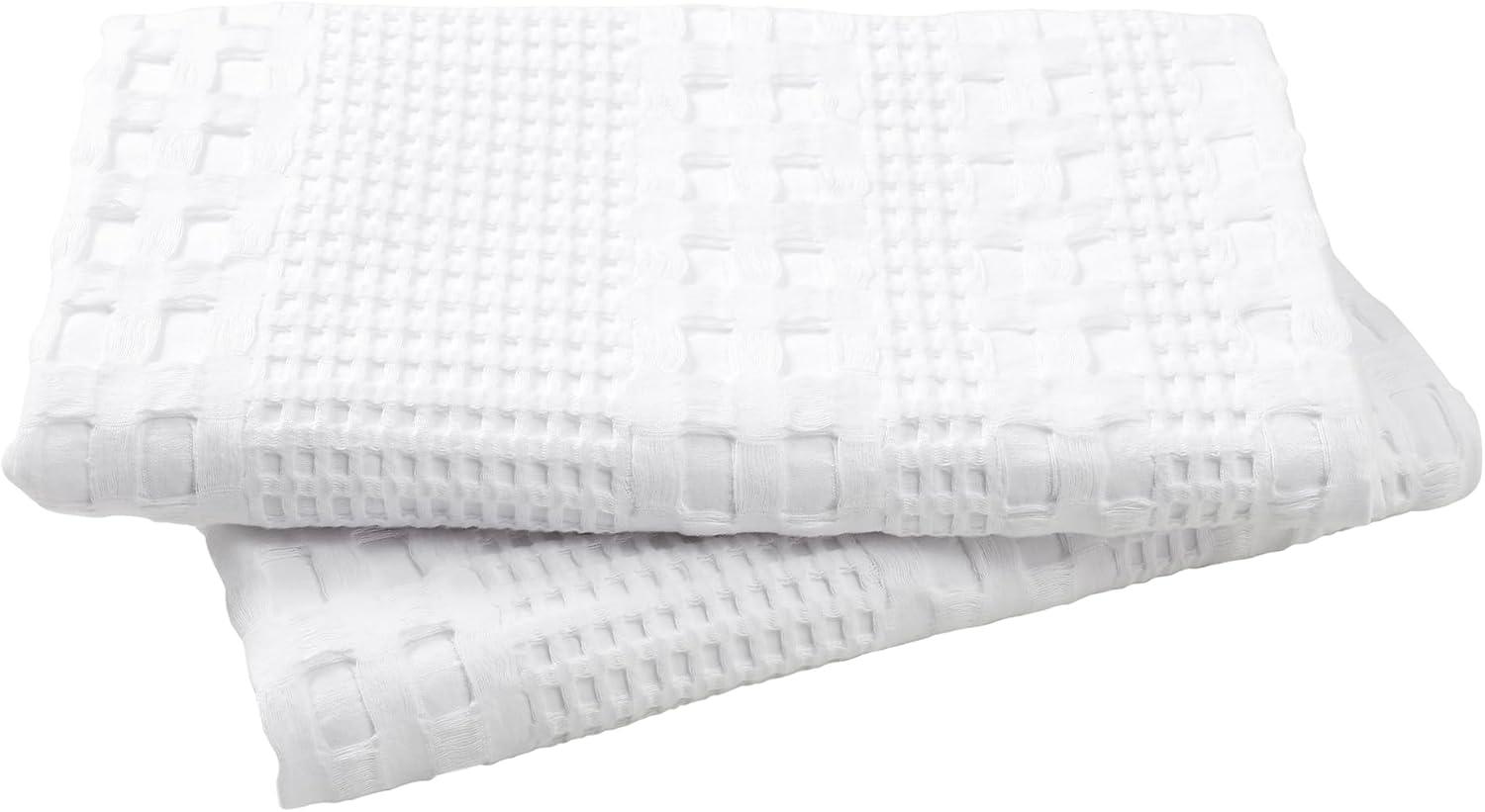 VHC Brands Waffle Weave White Pillow Cover Set of 2 24x24, Decorative Throw Pillow Covers/Shams, Boho Farmhouse Bedroom, Living Room Decor