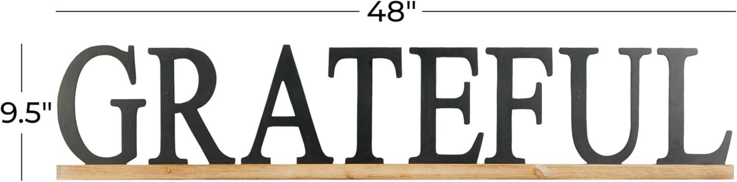 DecMode Black Wood Grateful Sign Wall Decor