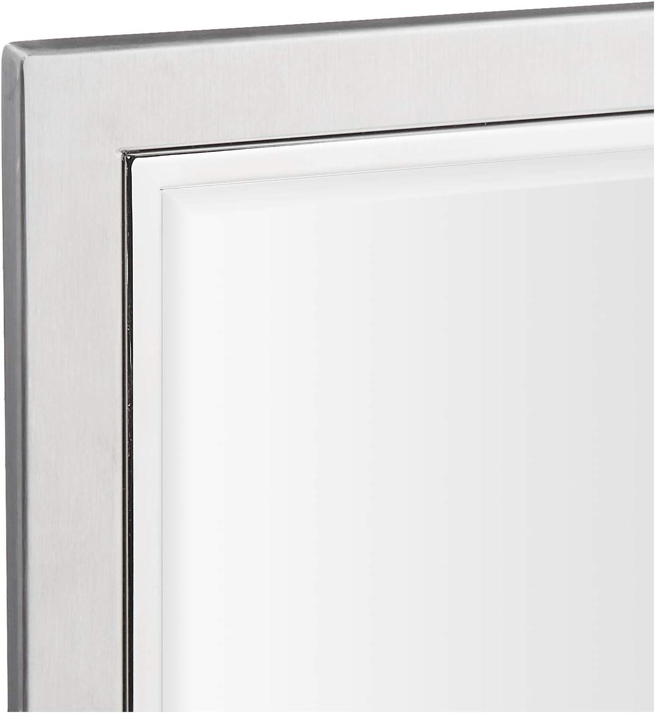 Head West Recessed Medicine Cabinet with Mirror - Brushed Nickel & Chrome Framed Beveled Edge Stainless Steel Bathroom Mirror with Storage - 16" x 26"