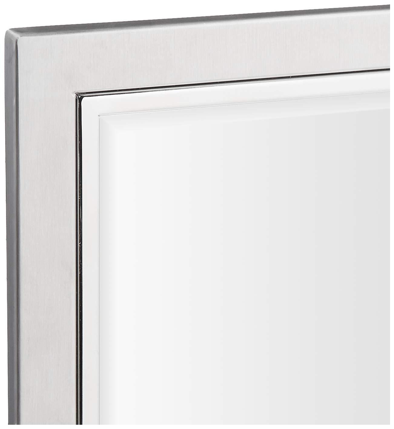 Head West Recessed Medicine Cabinet with Mirror - Brushed Nickel & Chrome Framed Beveled Edge Stainless Steel Bathroom Mirror with Storage - 16" x 26"