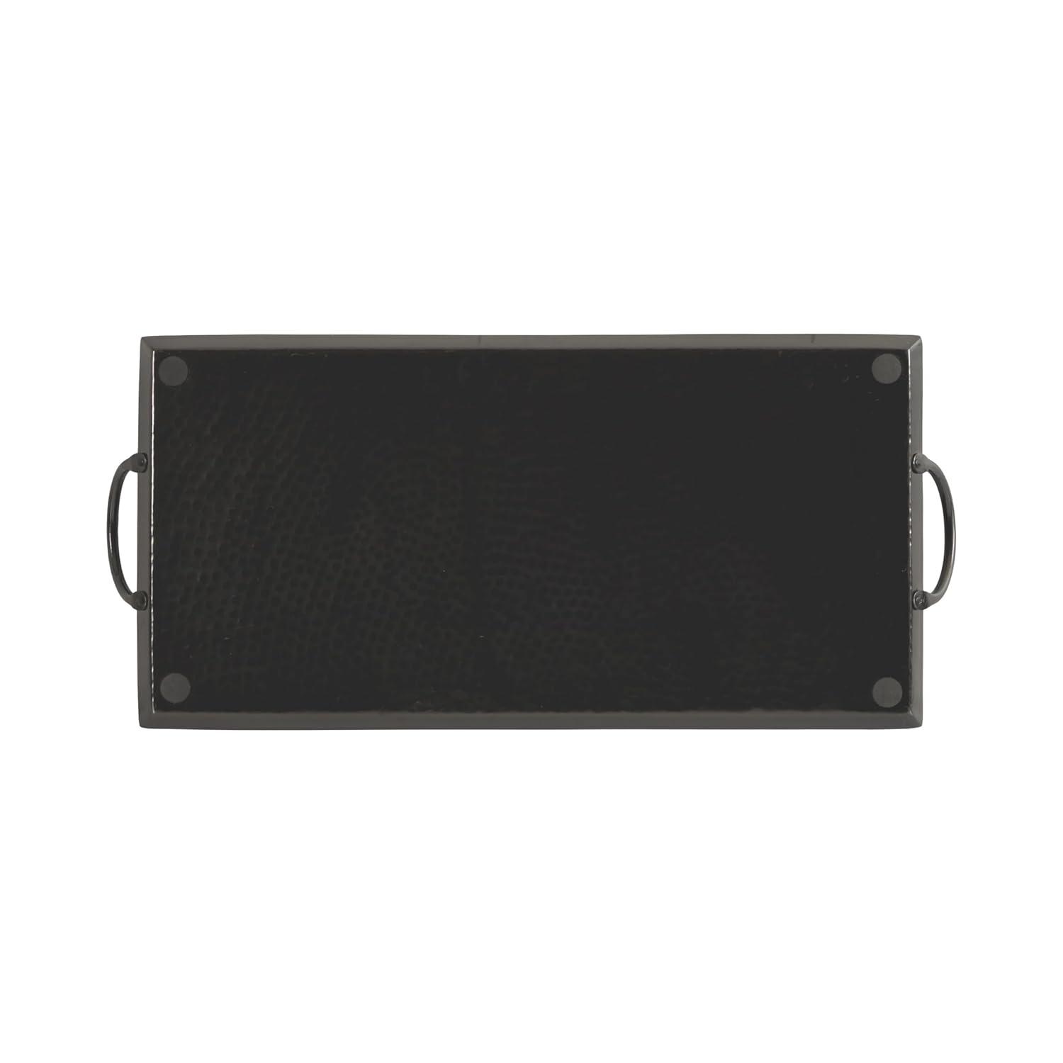 Kate and Laurel Sanzo Hammered Rectangle Metal Tray, 10x22, Pewter