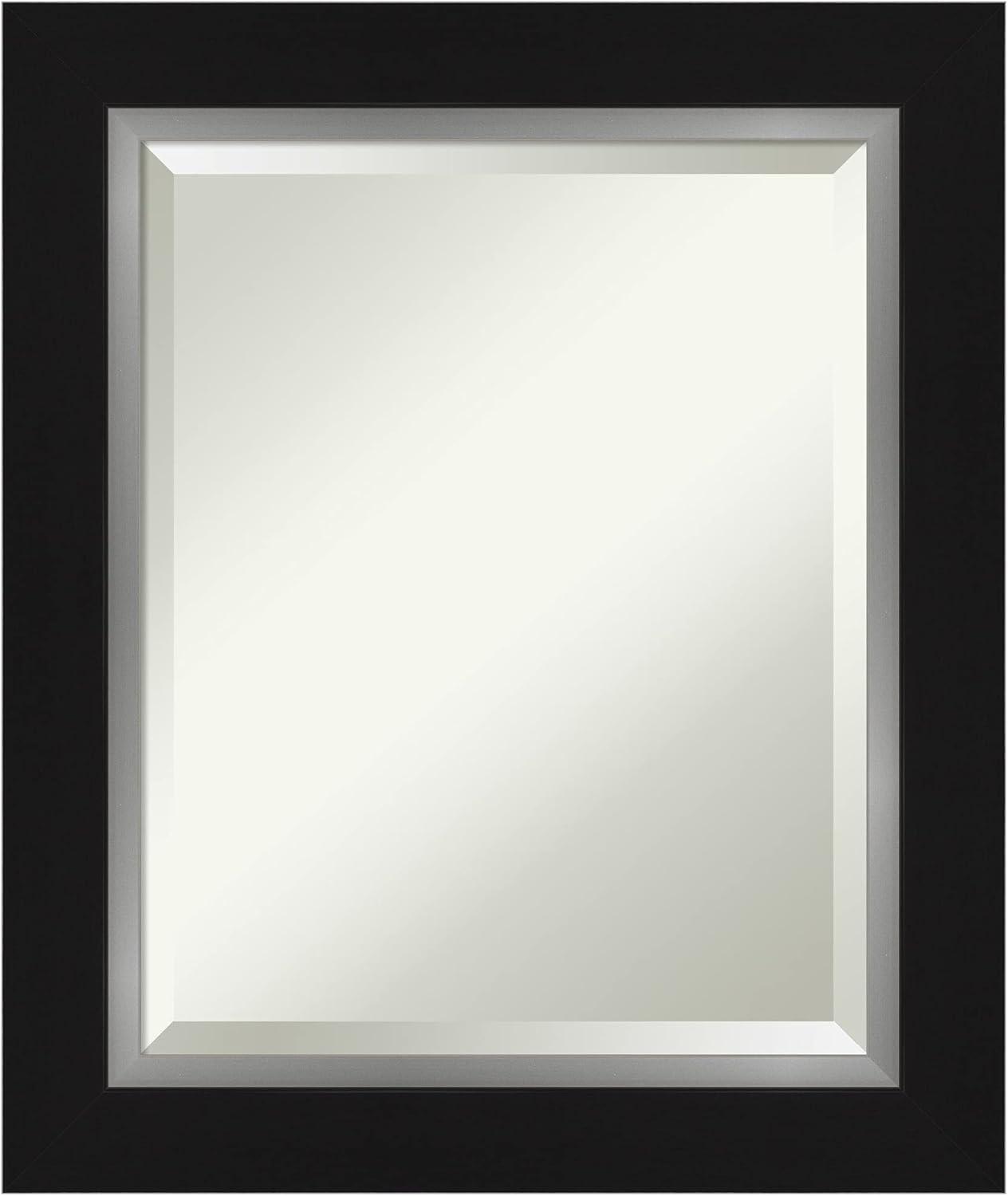 Eva Black Silver Rectangular Beveled Wall Mirror