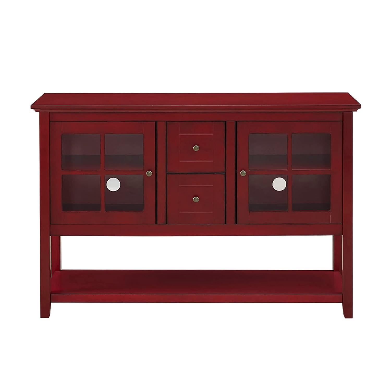 Walker Edison Highboy Transitional Wood TV Stand for TVs up to 55" - Antique Red