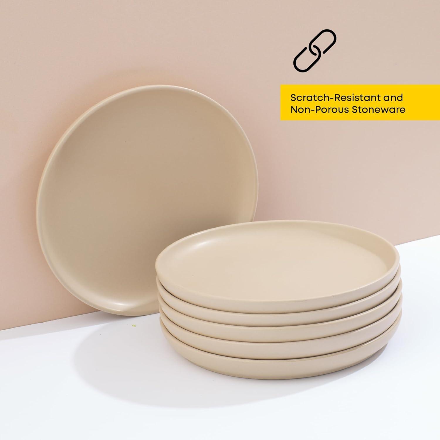 JoyJolt JoyJolt Mesa 6pc Stoneware 8" Salad plate set (Set of 6)