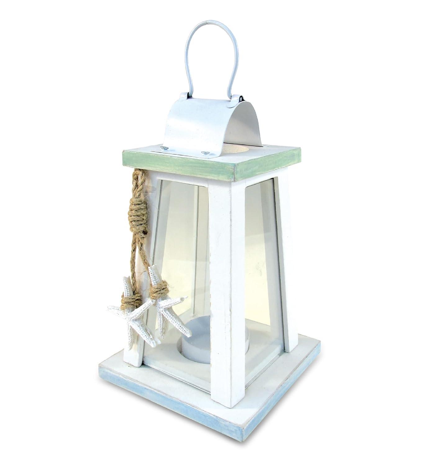 CoTa Global Ocean Breeze Nautical Wooden Lantern Candle Holder - Handmade Rustic Tealight Candle Lantern Decor Coastal Table Centerpiece, Indoor Tea Candle Lantern Beach Decorations for Home