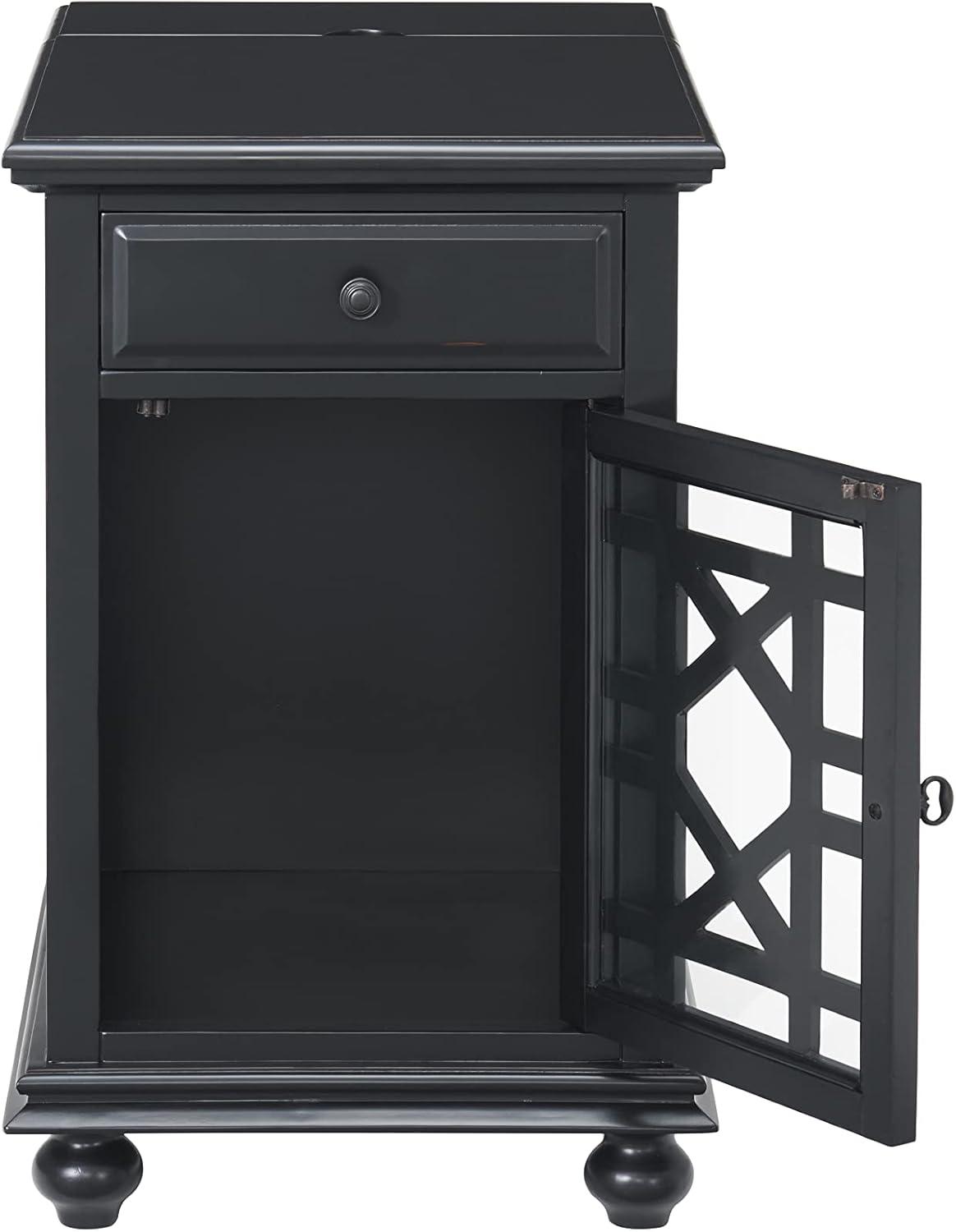 Martin Svensson Home Antique Black Elegant Chairside Table with Power