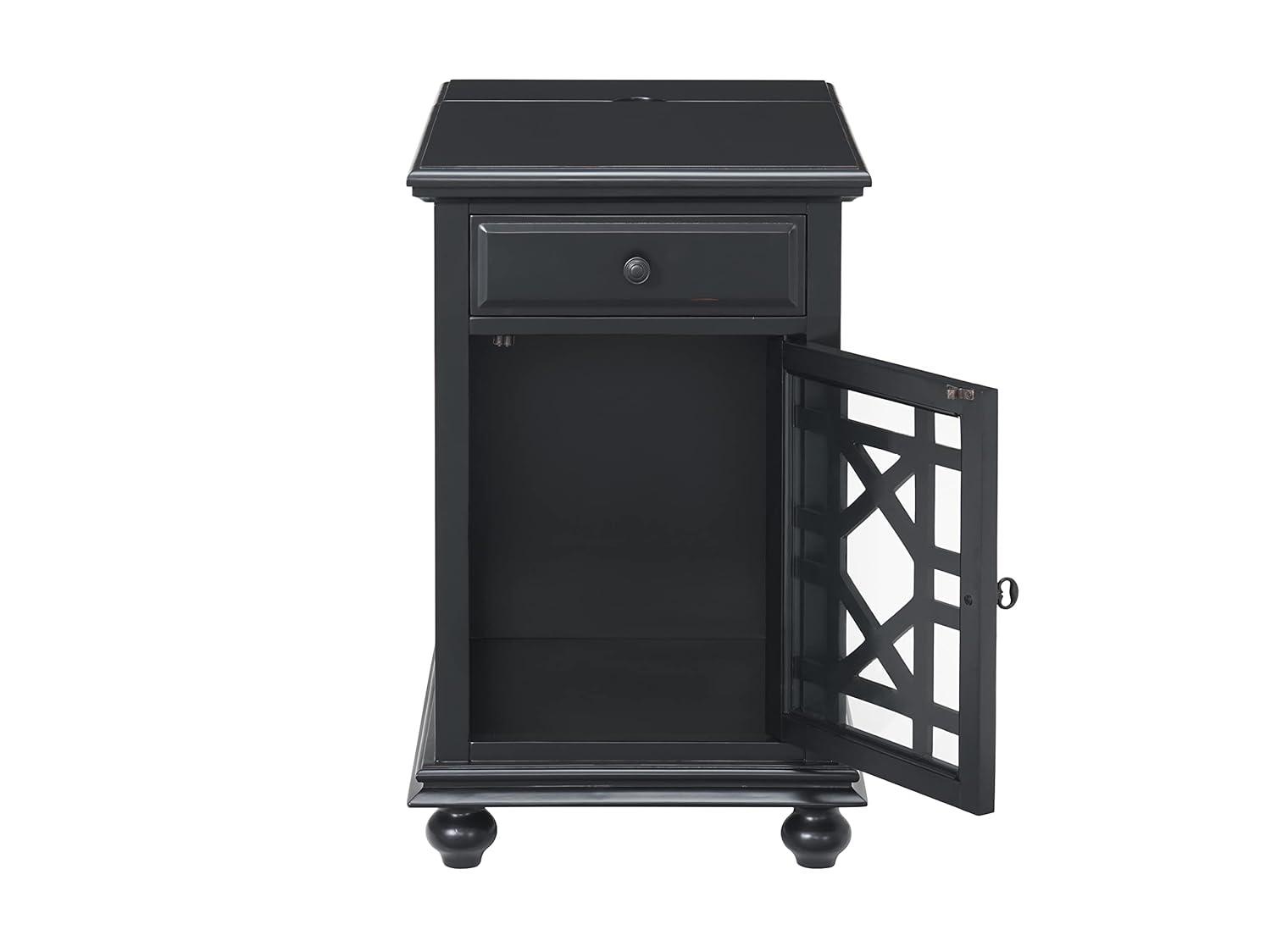 Martin Svensson Home Antique Black Elegant Chairside Table with Power