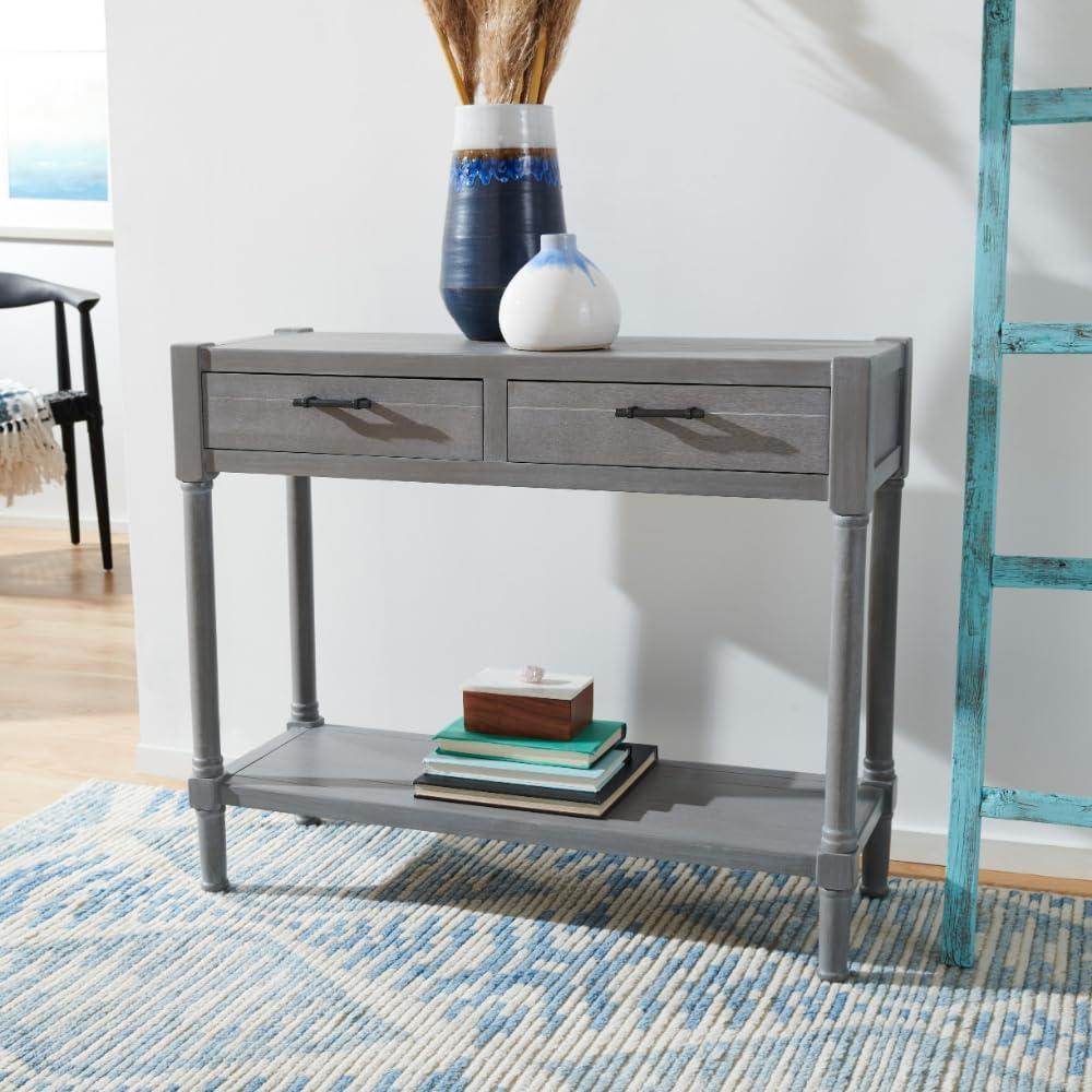 SAFAVIEH Filbert Solid 2 Drawer Console Table, White Washed Grey