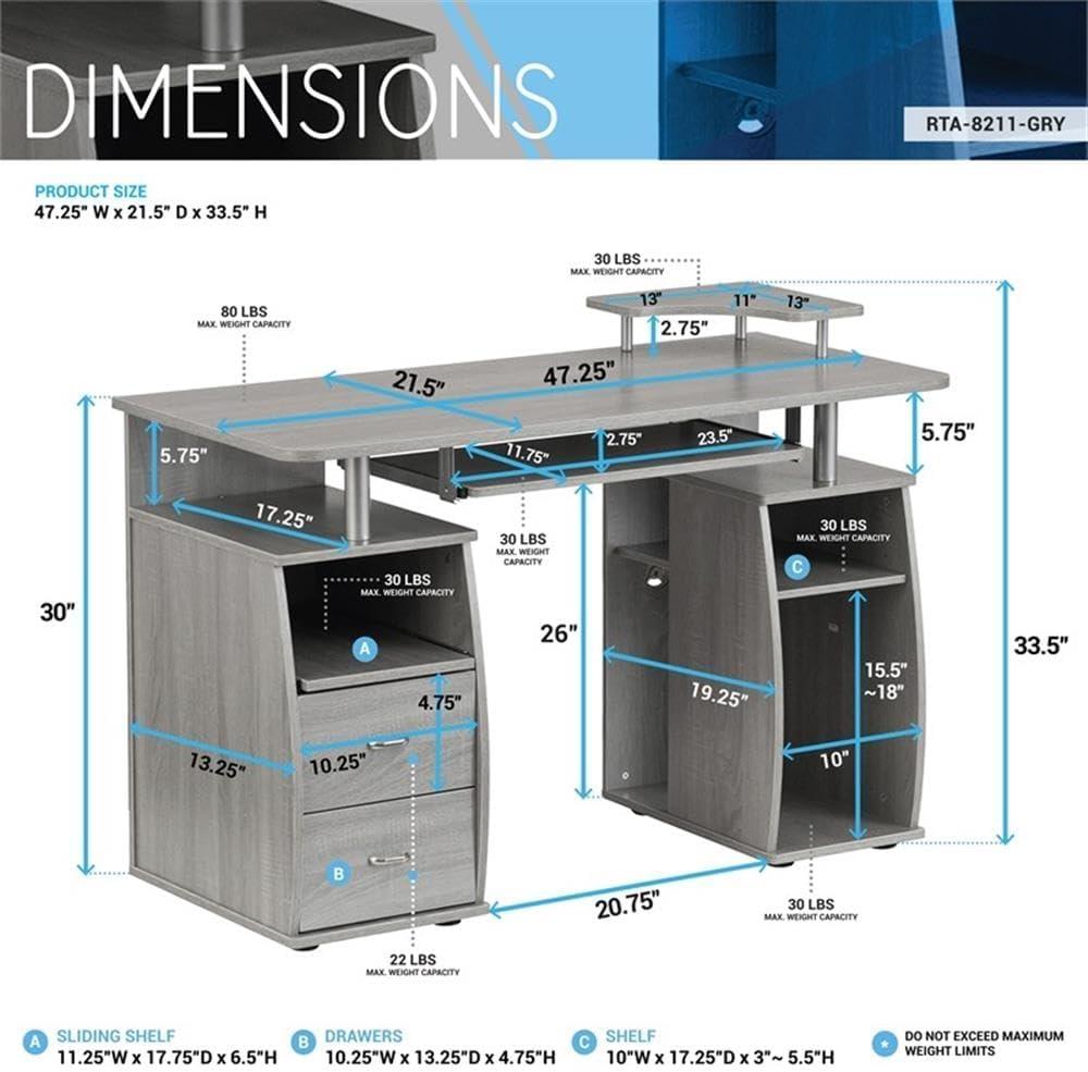 Hokku Designs Techni Mobili Complete Computer Workstation Desk With Storage