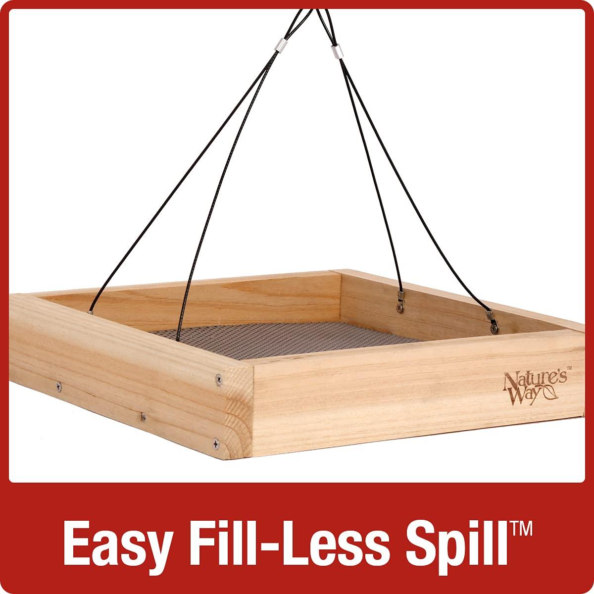 Nature's Way Cedar Tray Bird Feeder: Weather-Resistant Wood, No Assembly, 12x12 Hanging Design