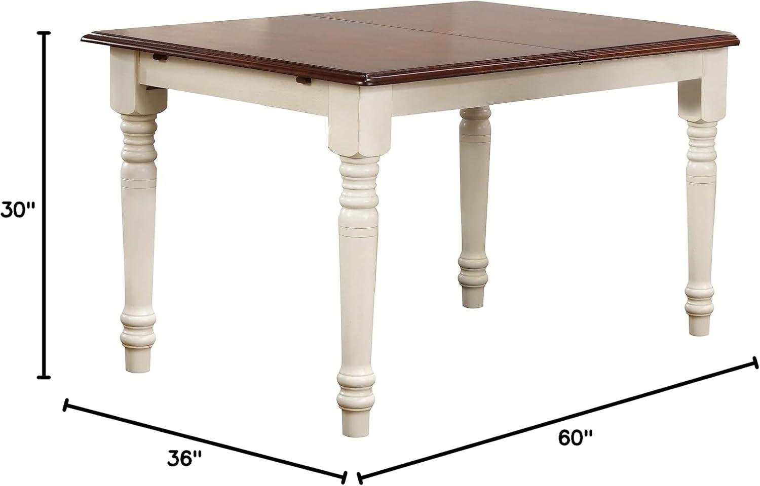 Andrews 60" Rectangle Extendable Butterfly Dining Table Antique White/Brown Wood