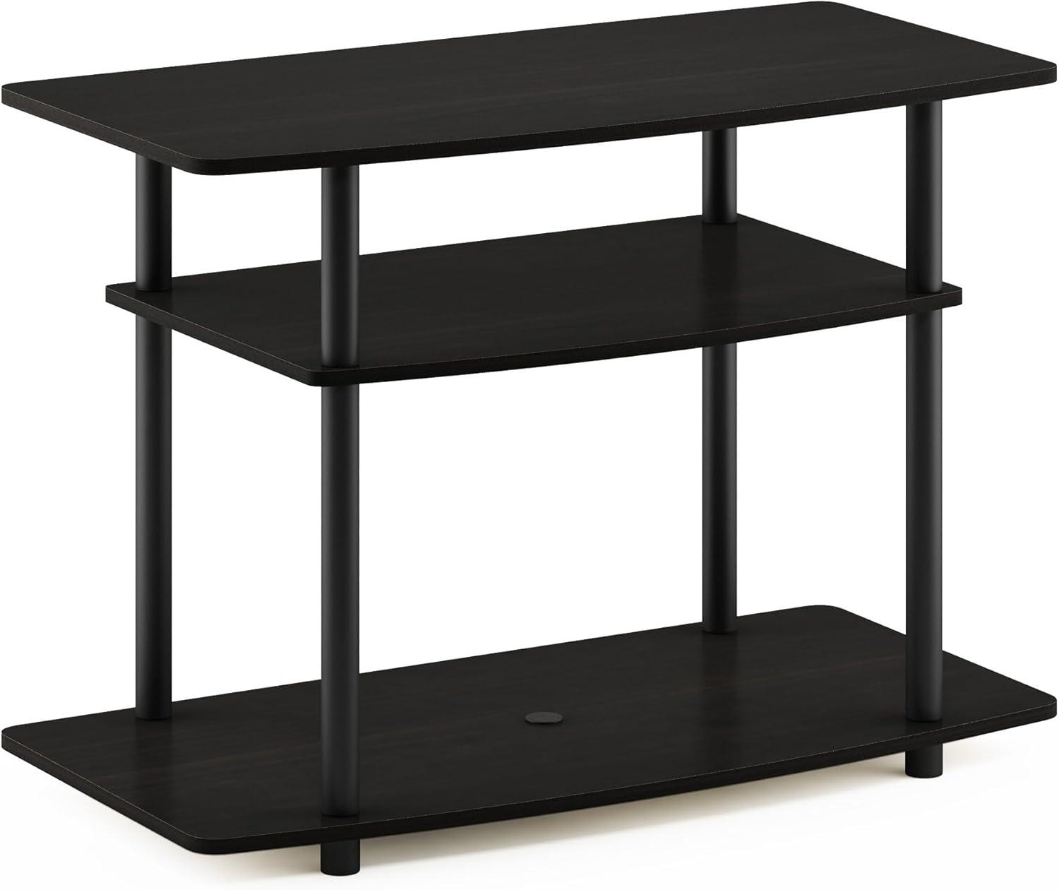 Espresso Black PVC Composite 3-Tier TV Stand with Mount