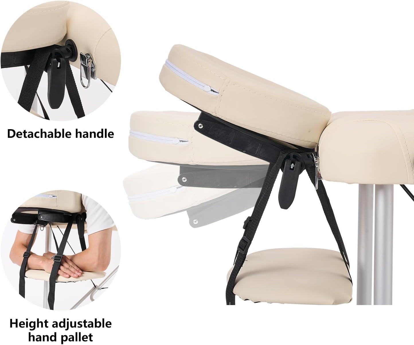 YOUNIKE Massage Tables Portable Lash Bed for Eyelash Extensions Professional Aluminum 3 Folding Lightweight Height Adjustable Facial Spa Beauty Salon Tattoo Home White