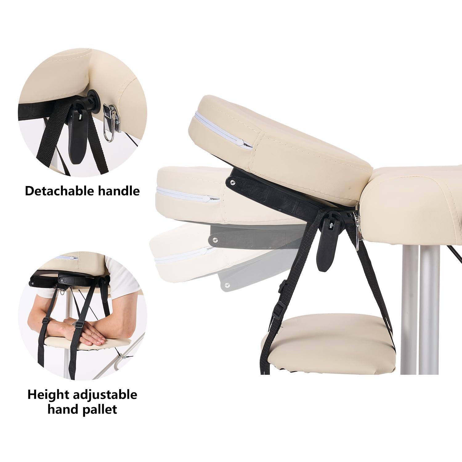 YOUNIKE Massage Tables Portable Lash Bed for Eyelash Extensions Professional Aluminum 3 Folding Lightweight Height Adjustable Facial Spa Beauty Salon Tattoo Home White