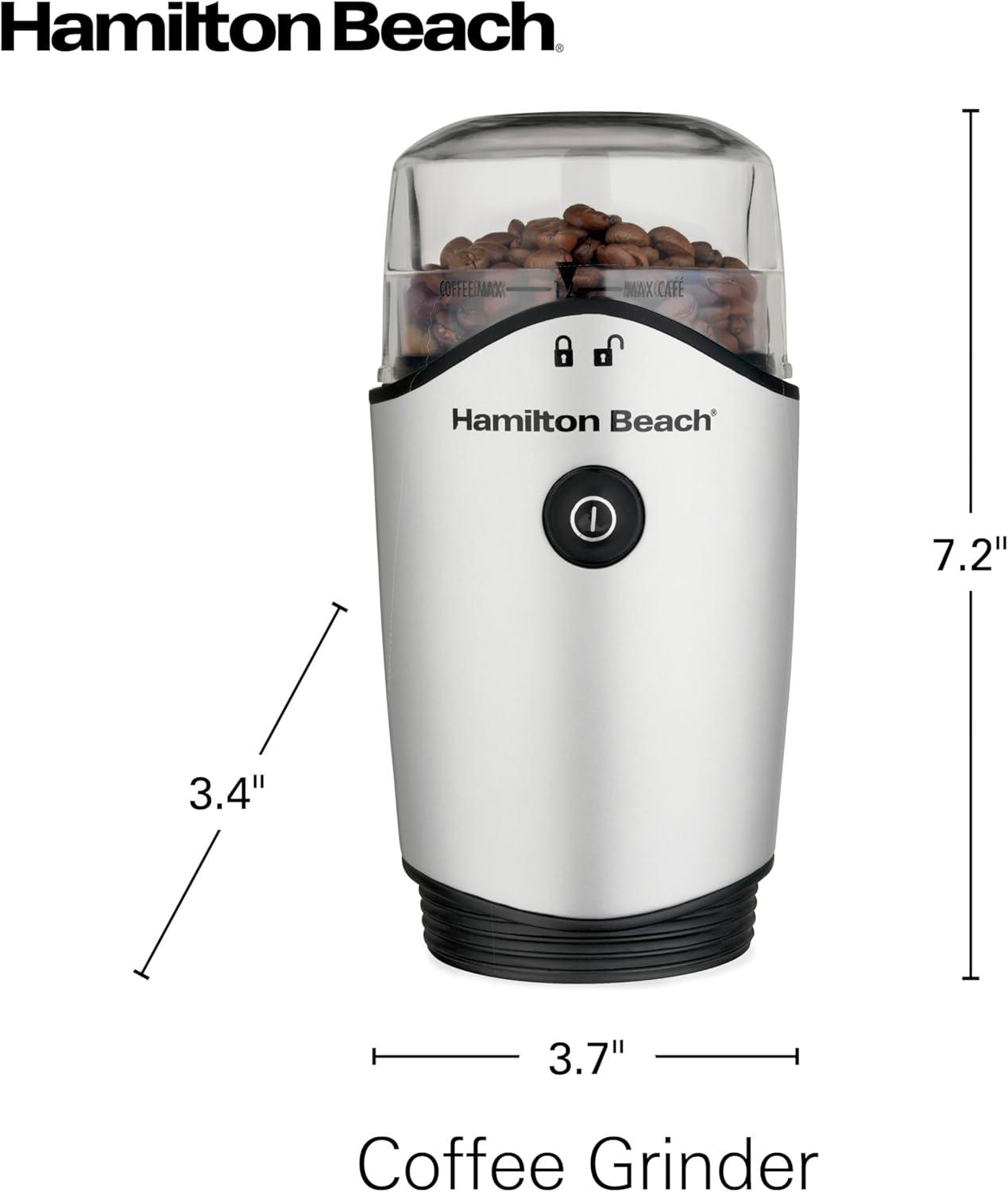 Silver Electric Coffee Grinder with Stainless Steel Blades