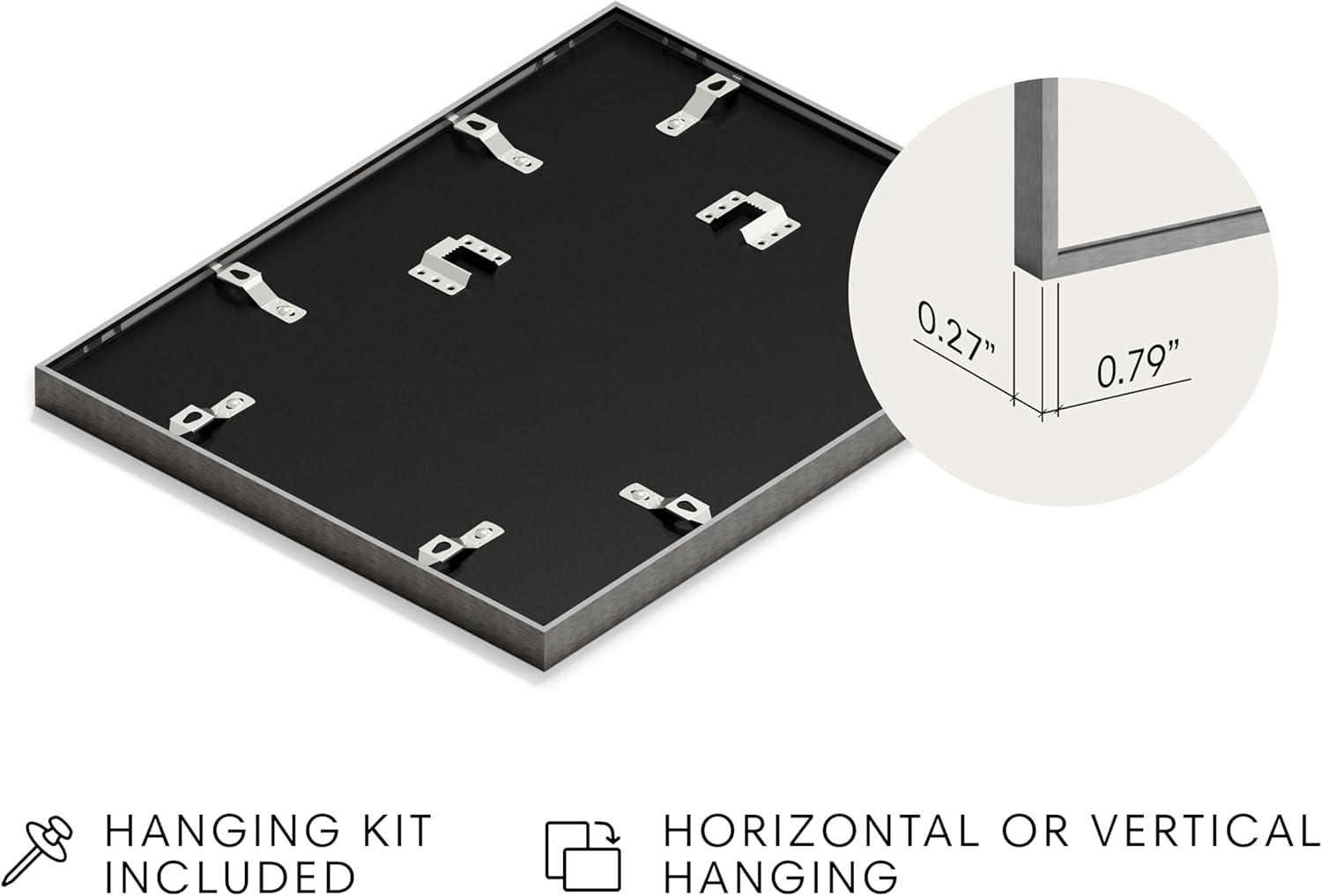 Haus and Hues Brushed Metal Single Picture Frame with Real Glass, Gray, 10x10