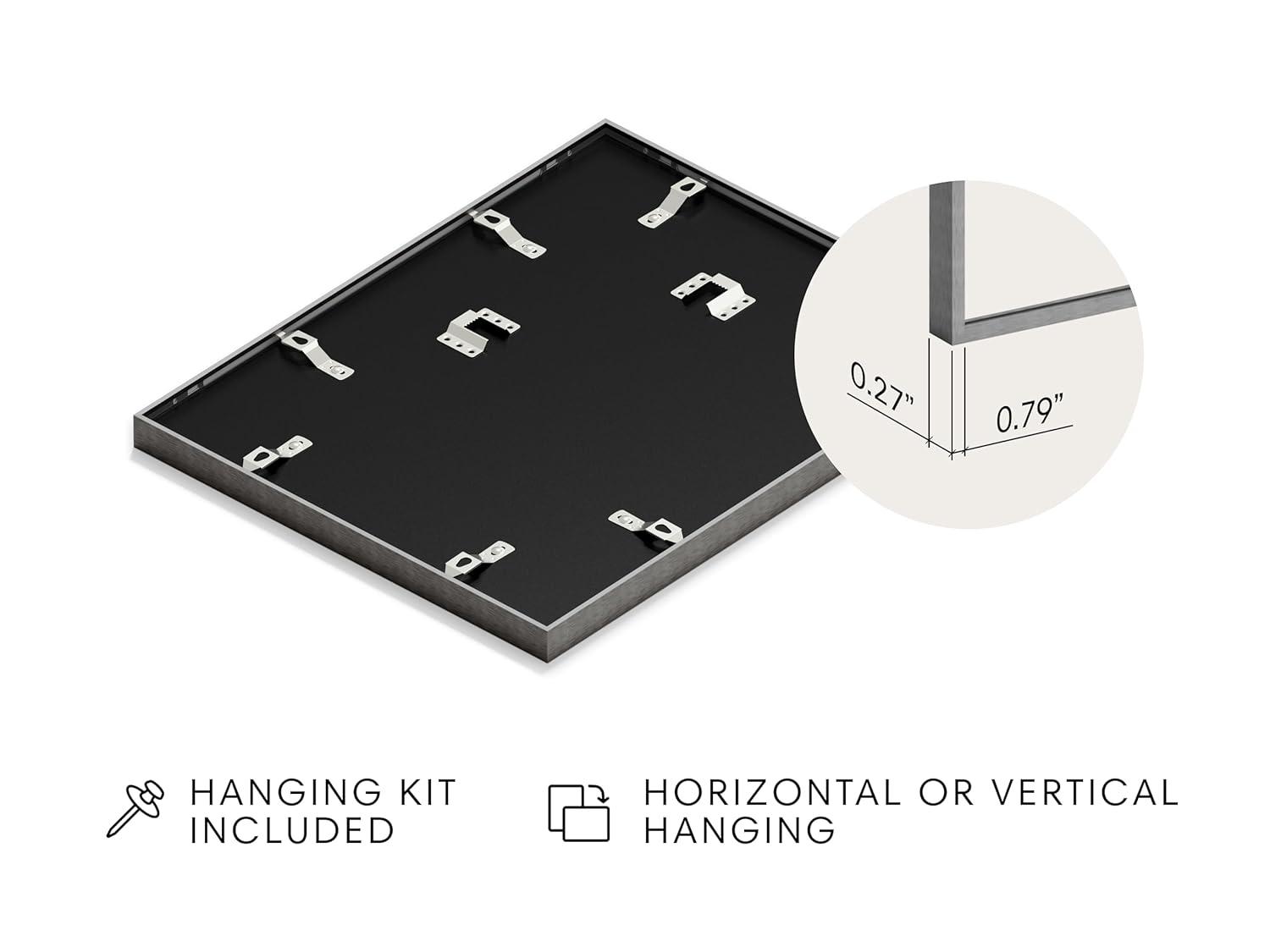 Haus and Hues Brushed Metal Single Picture Frame with Real Glass, Gray, 10x10