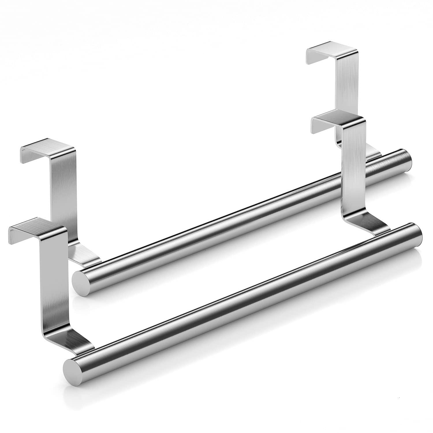 Stainless Steel Over Door Towel Rack Bar Holders for Universal Fit on Over Cabinet Cupboard Doors