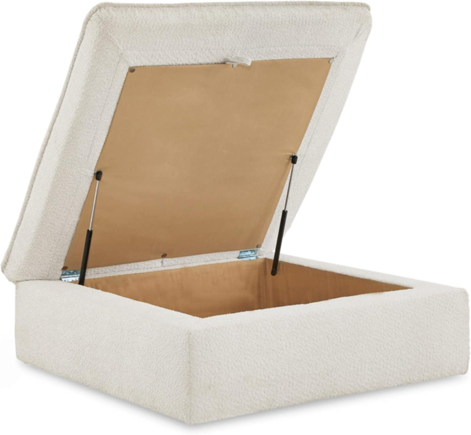 Contemporary Beige 44" Square Upholstered Storage Ottoman