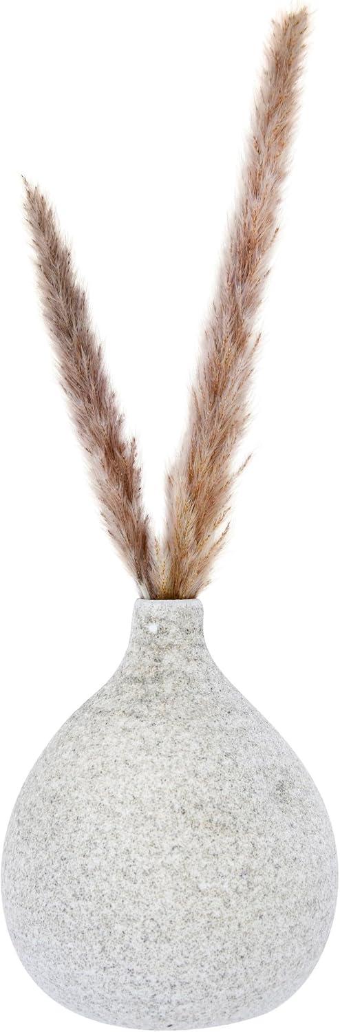 Creative Co-Op Small Round Terra-cotta Vase with Narrow Top and Distressed Glaze, Cream