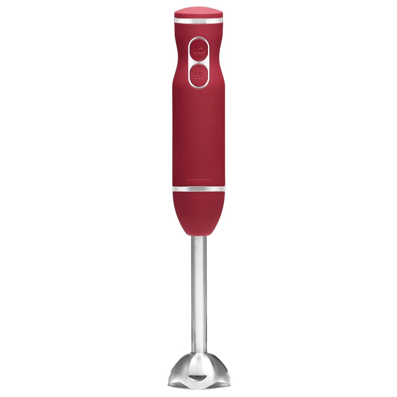Chefman Multi-Speed Immersion Hand Blender with Stainless Steel Blades, 300W, Multi Purpose, Red