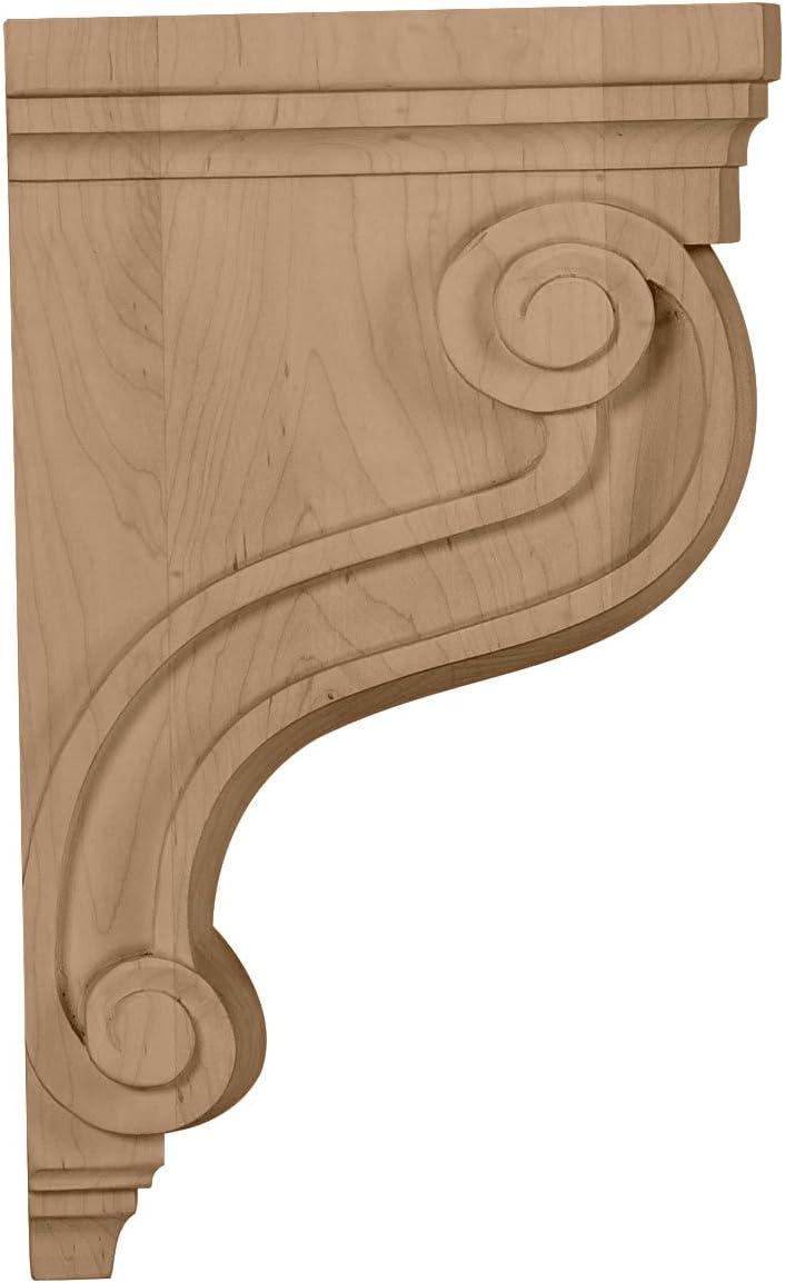 Alder 13" Traditional Scroll Wood Corbel