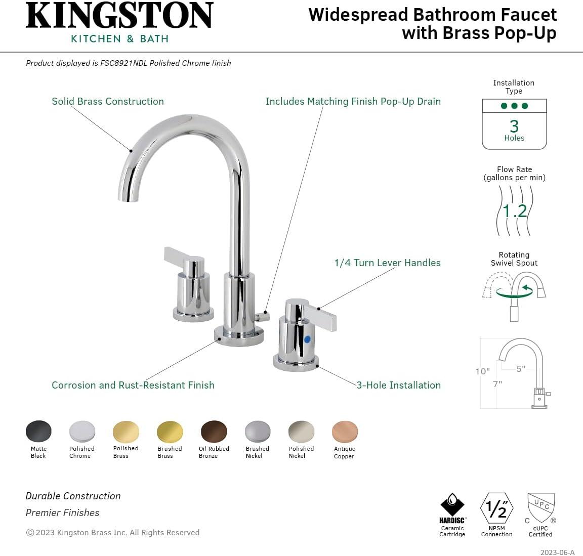 Nuvo Fusion Widespread Bathroom Faucet with Drain Assembly