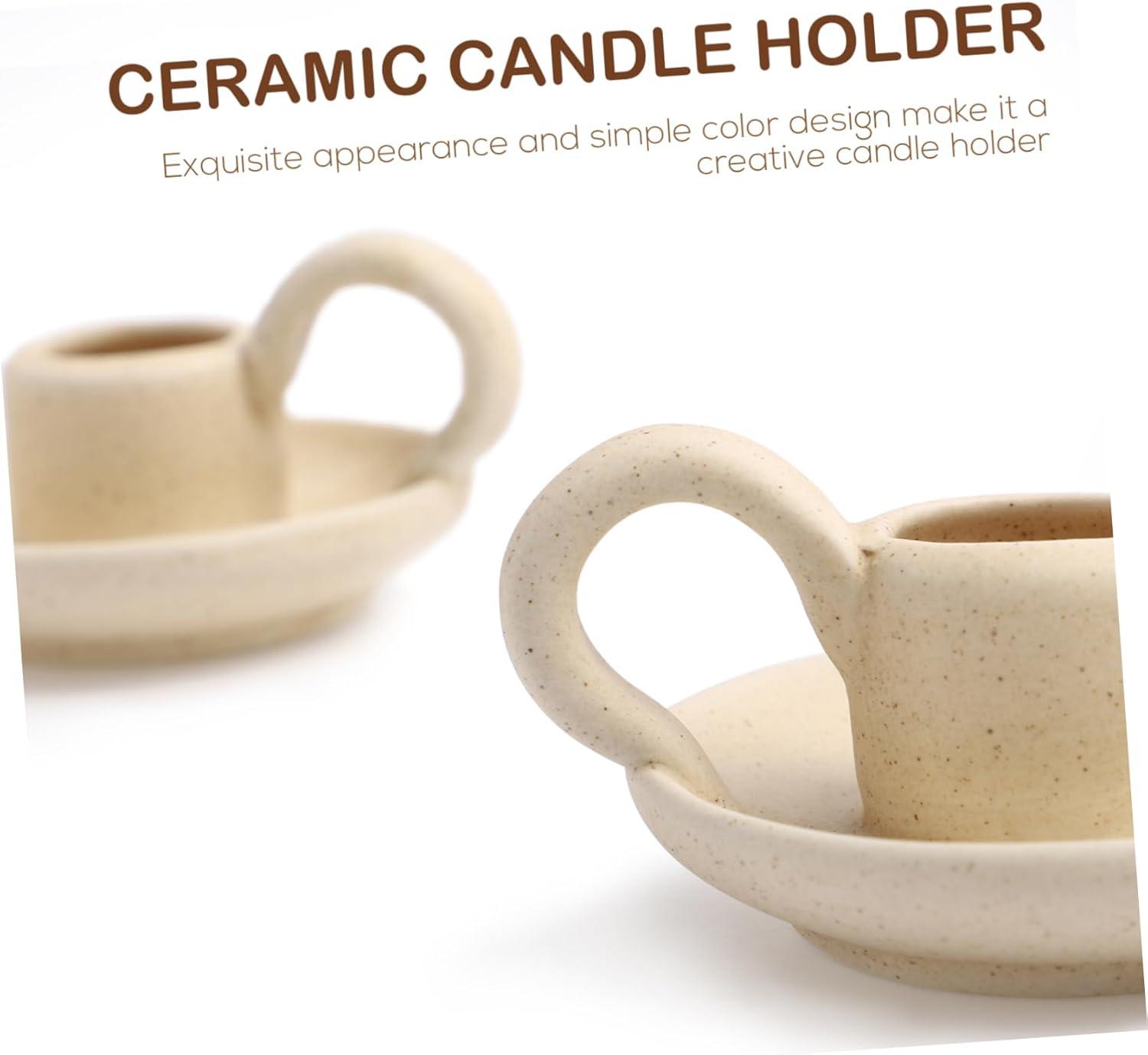 2Pcs Ceramic Candlestick Nordic Style Candleholder Desktop Candle Stand