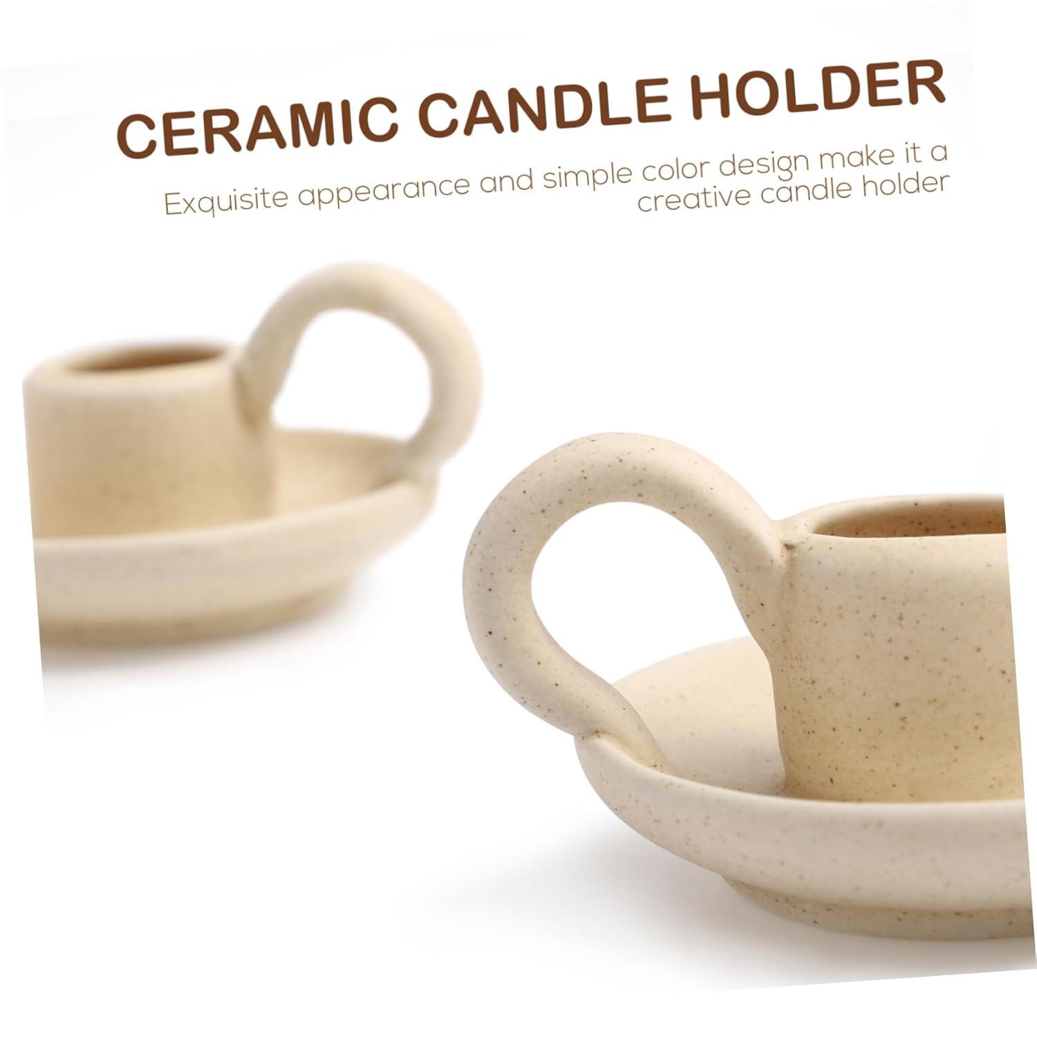 2Pcs Ceramic Candlestick Nordic Style Candleholder Desktop Candle Stand