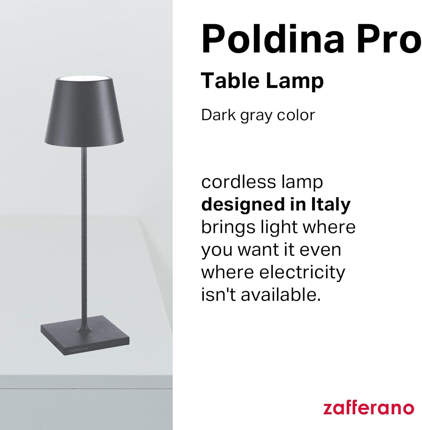 Dark Grey Cordless Adjustable Outdoor LED Table Lamp
